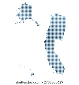 Pacific region of US dotted map. Pacific Tech Corridor Connectivity Map with Blue Transparent Data Points Vector