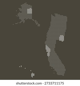 Región del Pacífico del mapa punteado de EE.UU. Mapa del patrimonio costero y noroeste del Pacífico con estilo minimalista con puntos de tierra