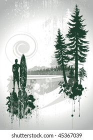 pacific rim surf scene in grunge