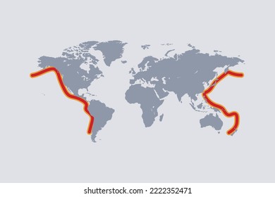 Pacific Ring Of Fire. Map Of The Pacific Earthquake. Earthquake Map.