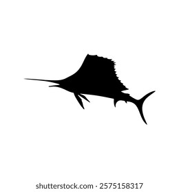 Pacific sailfish silhouette vector flat illustration design.