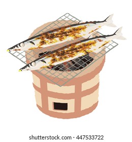 焼き秋刀魚 のイラスト素材 画像 ベクター画像 Shutterstock