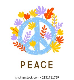 Pacific sign with flowers - concept of peace