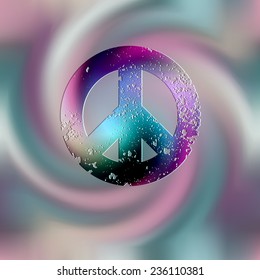 The pacific sign on blur spiral background.