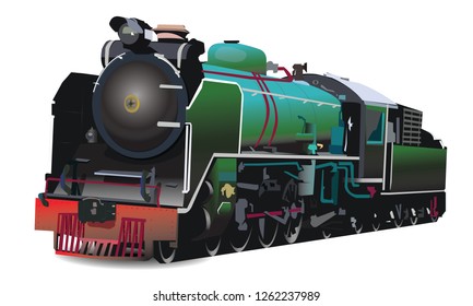 Pacific Steame Engine Vector,It was created in Japan,Used in Thailand in the past.