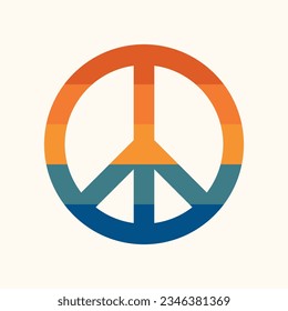 Pacific symbol in colors of LGBTQ community in flat style. 60's, hippie, peace and love concept.	
