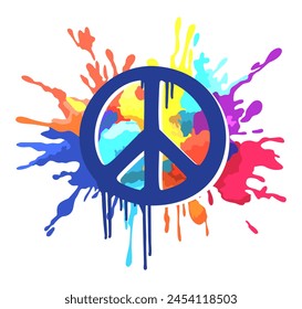 Pacific symbol in graffiti style with colorful splashes. Vector bright illustration isolated on white background.