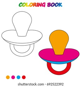 pacifier baby - coloring book. Worksheet. Game for kids -  coloring page.  Vector cartoon  illustration. 