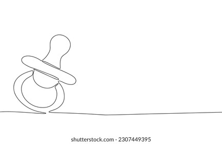 Pacifier for baby. Continuous line one drawing. Vector illustration. Simple line illustration.