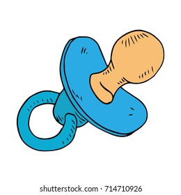 Pacifier for the baby. Vector illustration of baby dummy. Hand drawn baby nipple.