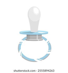 A pacifier in blue tones, isolated on a white background.Vector illustration of the subject of baby care.