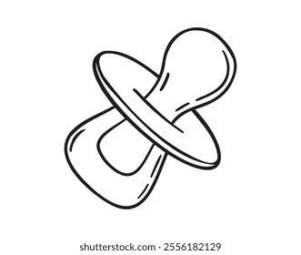 Pacifier doodle hand drawn icon. Outline drawing pacifier line clipart symbol. Vector illustration