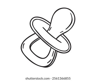 Pacifier doodle hand drawn icon. Outline drawing pacifier line clipart symbol. Vector illustration
