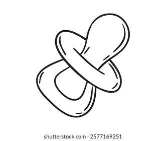 Pacifier doodle hand drawn icon. Outline drawing pacifier line clipart symbol. Vector illustration