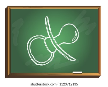 pacifier doodle icon on chalkboard. Hand drawn sketch Vector illustration.