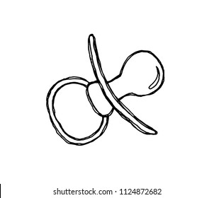 pacifier doodle icon on white background. Hand drawn sketch Vector illustration.