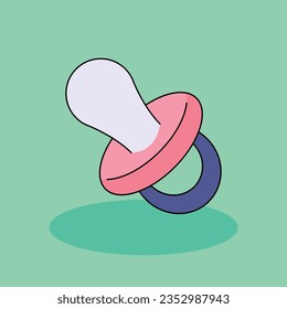 Pacificador Caricatura vectorial libre ilustración de icono.ducha bebé Señales y concepto de icono Textos aislado . estilo de dibujos animados planos