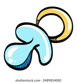Pacifier halftone icon hand drawn color vector illustration