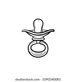 Icono del doodle dibujado a mano por el pacificador. Bebé pacificador, símbolo de símbolo de pezón como ilustración de dibujo vectorial de concepto infantil para impresión, web, móvil e infografía aislados en fondo blanco.