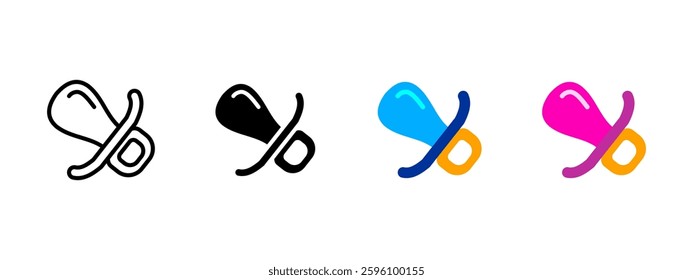 Pacifier icon. Baby nipple vector illustration. Newborn comfort accessory symbol. Silicone or rubber soother for infants and toddlers. Essential baby care and parenting item.