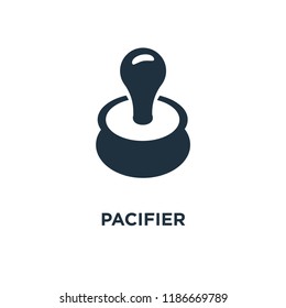 Pacifier icon. Black filled vector illustration. Pacifier symbol on white background. Can be used in web and mobile.