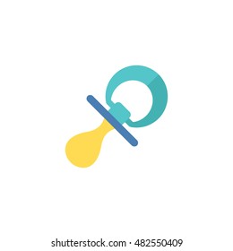 Pacifier icon in flat color style. Baby comfort quiet toddler nipple dummy