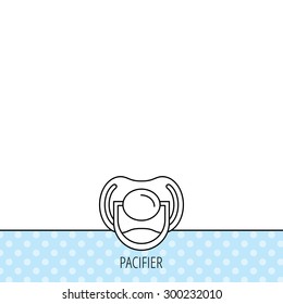 Pacifier icon. Nipple or dummy sign. Newborn child relax equipment symbol. Circles seamless pattern. Background with icon. Vector