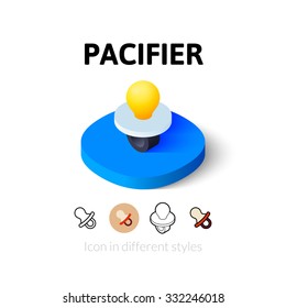Pacifier icon, vector symbol in flat, outline and isometric style