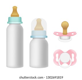 Pacifier icons set. Realistic set of pacifier vector icons for web design isolated on white background