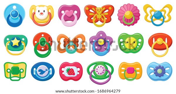 Pacifier\
isolated cartoon set icon. Cartoon set icon soother . Vector\
illustration pacifier on white\
background.