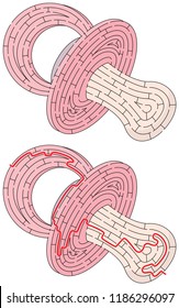 Pacifier maze for kids with a solution
