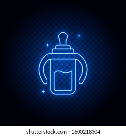 pacifier neon icon. Blue neon vector icon. Transparent background.