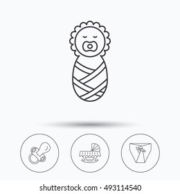 Pacifier, newborn and diapers icons.