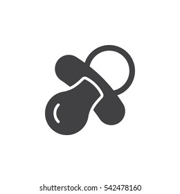 Pacifier, nipple icon vector, filled flat sign, solid pictogram isolated on white. Symbol, logo illustration