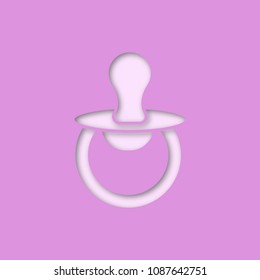 Pacifier paper cut out icon. Dummy. Baby soother. Vector silhouette isolated illustration