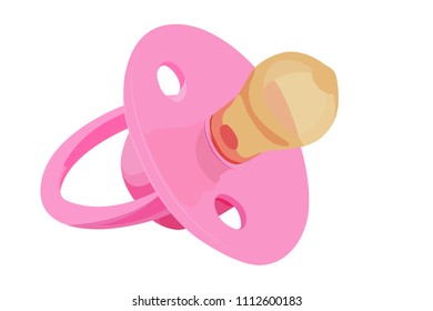 pacifier pink realistic vector illustration isolated no background