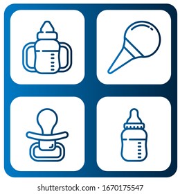 pacificador simple iconos set. Contiene iconos como Sippy cup, Nasal aspirator, Pacifier, Baby botella, puede ser usado para web, móvil y logo