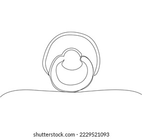 Pacifier, small nipple one line art. Continuous line drawing of baby, newborn, child, baby accessories, first teeth, health, bite.