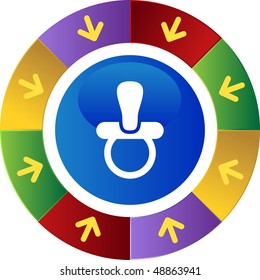 Pacifier web button isolated on a background.