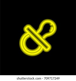 Pacifier yellow glowing neon ui ux icon. Glowing sign logo vector