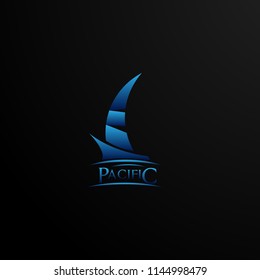 pacifiic vector logo concept, symbol, sign, or mark for yacht or Small Cruise Ship company