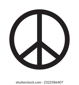 Pacifism symbol, vector illustration, black on white background