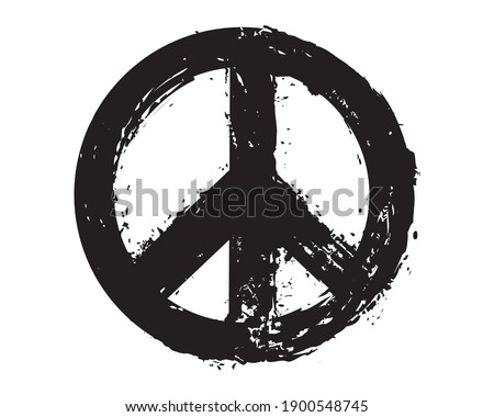 Pacifist sign.Peace symbol in grunge style.
