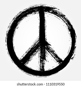 Pacifist sign.Peace symbol in grunge style.Vector illustration.