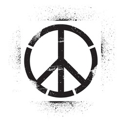 Pacifist, Symbol Of Peace. Black Graffiti On White Background. Vector Sign
