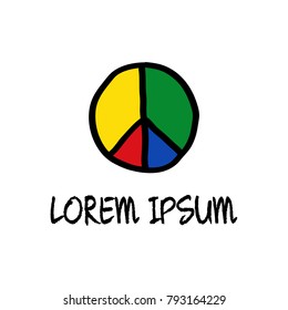 Pacifistic symbol icon in doodle style