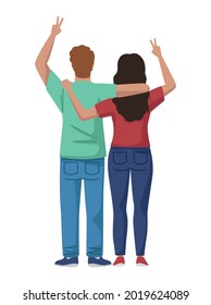 pacifistas con dos personajes de la posición de atrás