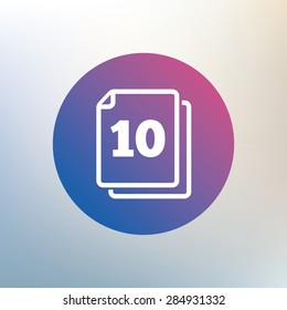 In pack 10 sheets sign icon. 10 papers symbol. Icon on blurred background. Vector