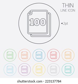 In pack 100 sheets sign icon. 100 papers symbol. Thin line circle web icons with outline. Vector