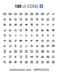 Pack of 100 UI Icons 2- line art, minimalistic, application, mobile, modern, web, high quality, vector